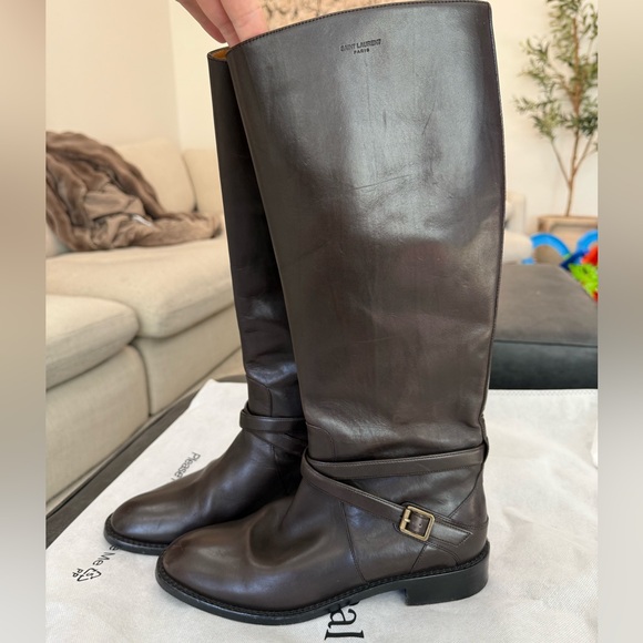 Saint Laurent Leather Riding Boots - Picture 9 of 12